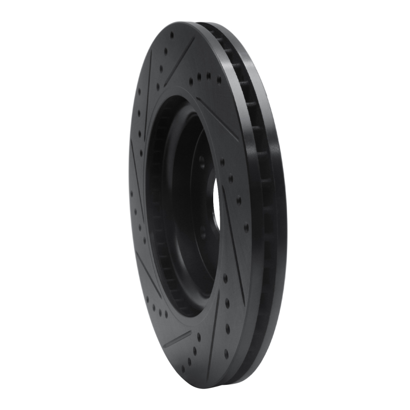 Honda CR-V Brake Rotor (1) - Front Right - R1 Concepts - Drilled & Slotted - Black - `20-`22